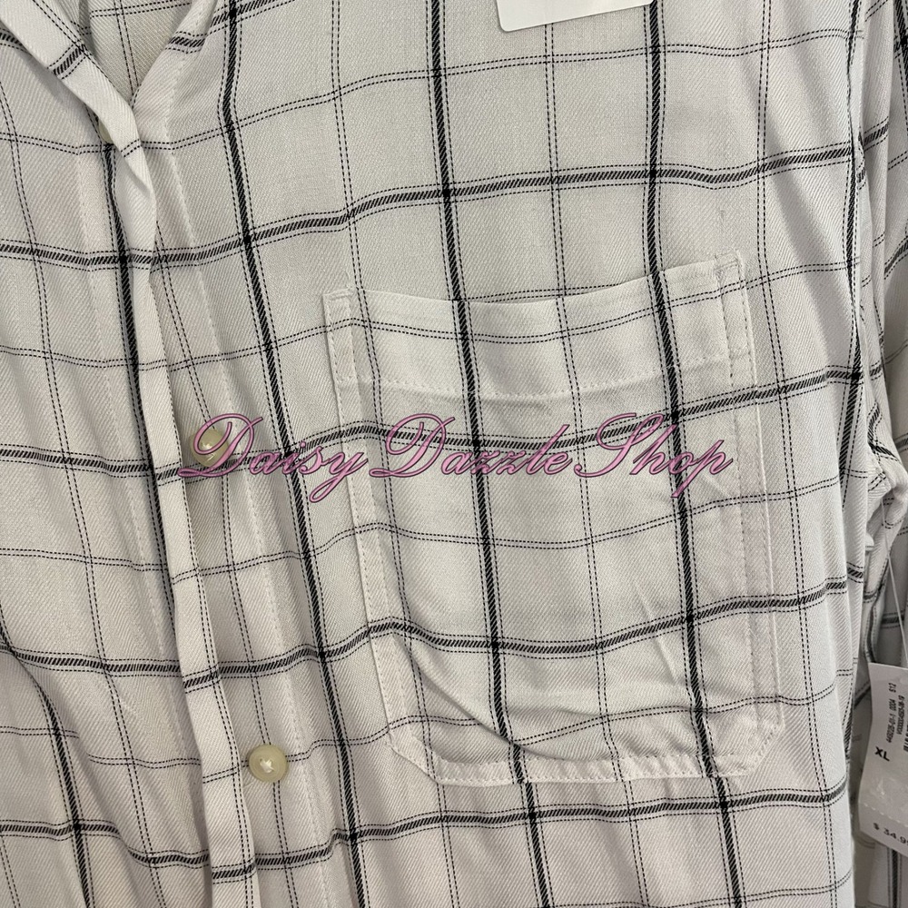 ✨New Old Navy Womens Tunic Shirt XL White Black Stripe V Neck Long Sleeve NWT✨ - Picture 4 of 10
